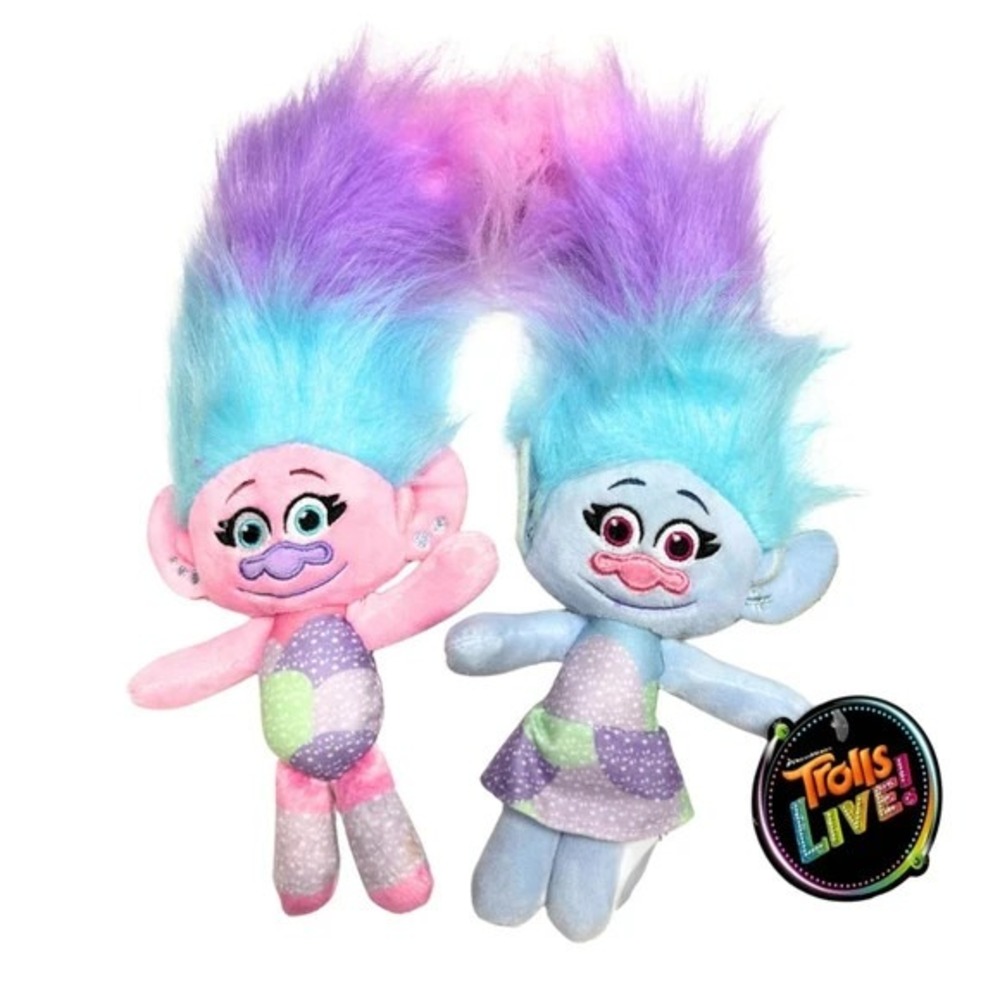 Dreamworks Trolls‎ LIVE TOUR Plush Chenille Satin Conjoined Twins 10" New